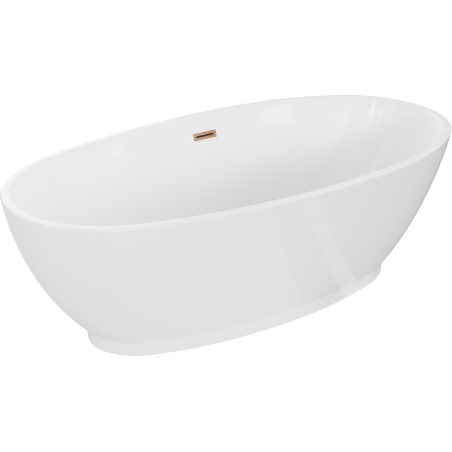 Baignoire Mexen Bilbao autoportante 180 x 90 cm, blanche, évacuation en cuivre brossé - 51311809000-65