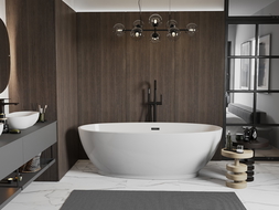 Mexen Bilbao baignoire autoportante 180 x 90 cm, blanche, trop-plein noir - 51311809000-70