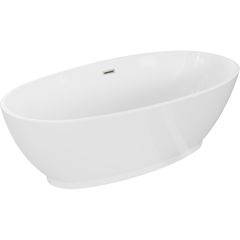 Baignoire Mexen Bilbao autoportante 180 x 90 cm, blanche, évacuation en nickel brossé - 51311809000-97