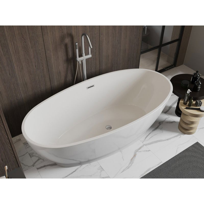 Mexen Bilbao baignoire autoportante 180 x 90 cm, blanche, trop-plein nickel brossé - 51311809000-97