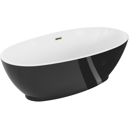 Baignoire Mexen Bilbao freestanding 180 x 90 cm, blanche/noire, sortie dorée - 51311809075-50