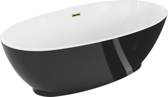 Mexen Bilbao baignoire autoportante 180 x 90 cm, blanc/noir, trop-plein doré - 51311809075-50