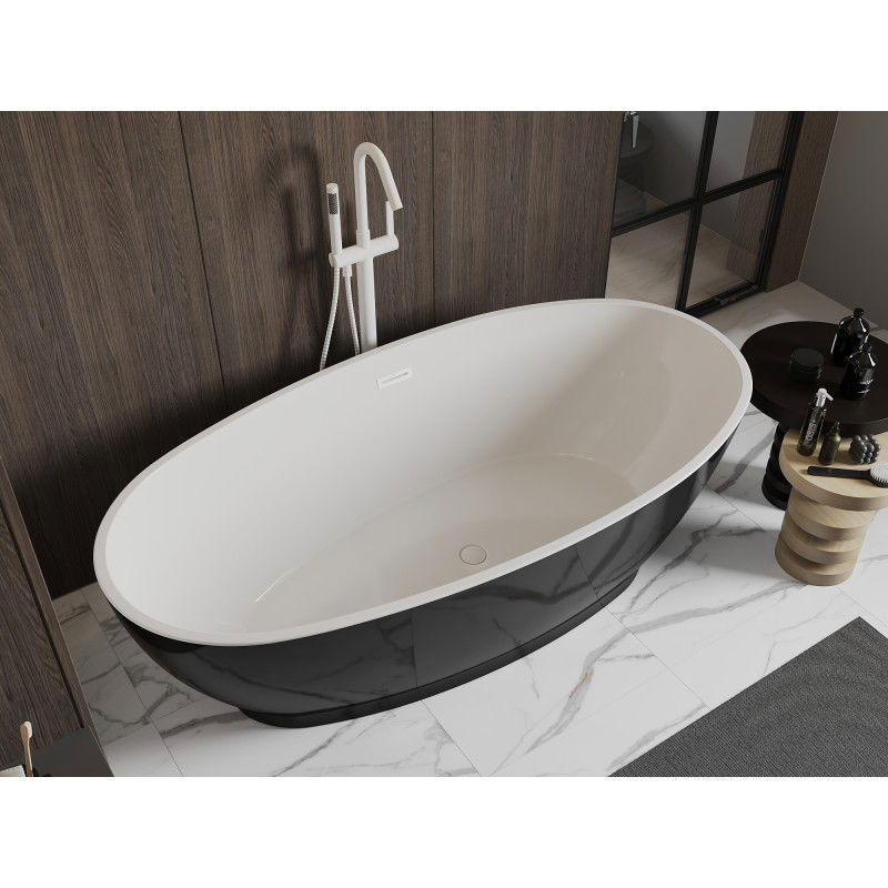 Mexen Bilbao baignoire autoportante 180 x 90 cm, blanc/noir, trop-plein blanc - 51311809075-20