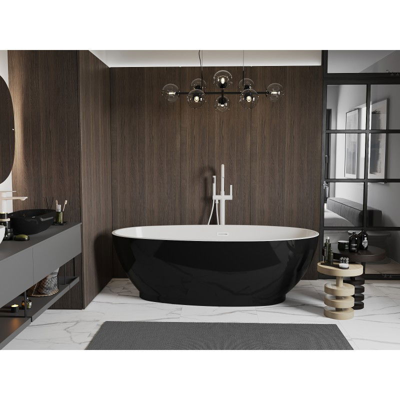 Mexen Bilbao baignoire autoportante 180 x 90 cm, blanc/noir, trop-plein blanc - 51311809075-20