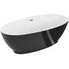 Mexen Bilbao baignoire autoportante 180 x 90 cm, blanc/noir, trop-plein cuivre brossé - 51311809075-65