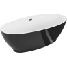 Mexen Bilbao baignoire autoportante 180 x 90 cm, blanc/noir, trop-plein gun gray brossé - 51311809075-66