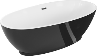 Mexen Bilbao baignoire autoportante 180 x 90 cm, blanc/noir, trop-plein gun gray brossé - 51311809075-66