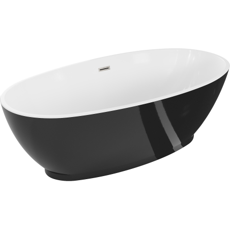 Mexen Bilbao baignoire autoportante 180 x 90 cm, blanche/noire, trop-plein nickel brossé - 51311809075-97