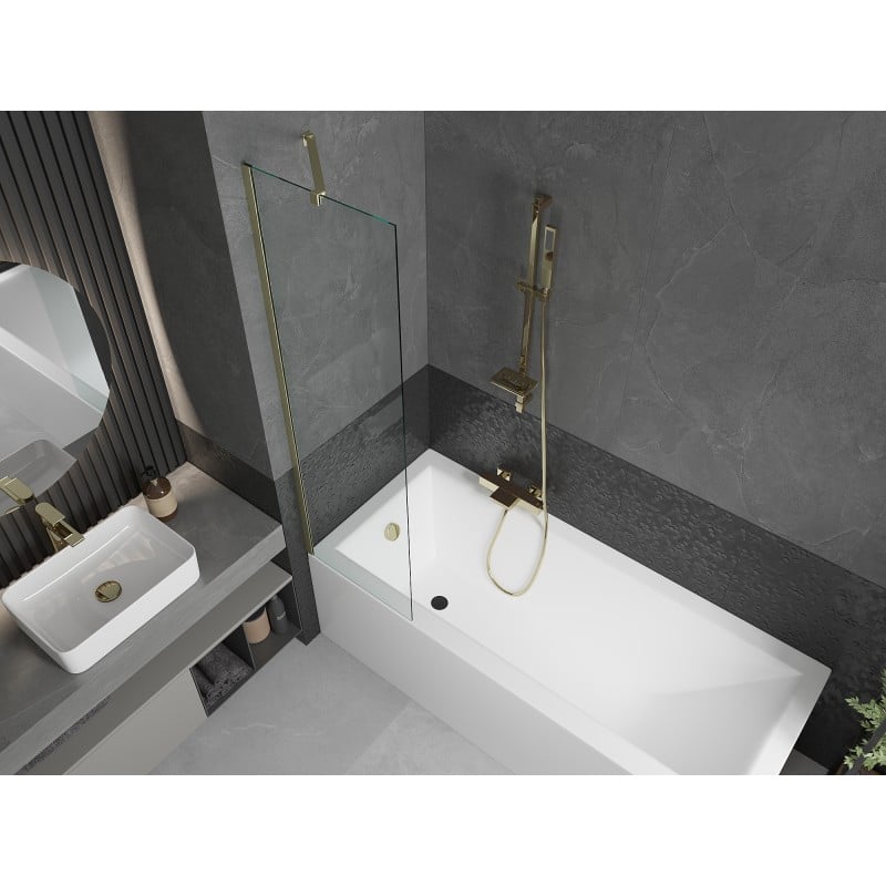 Mexen Next paroi de baignoire 1-volet 50 x 150 cm, transparent, or brossé - 895-050-000-00-00-55