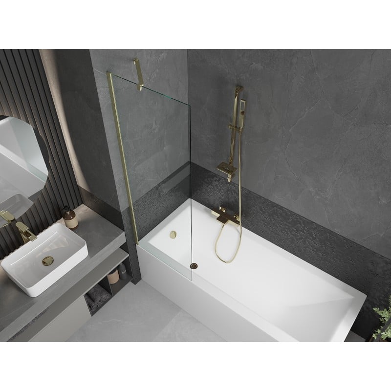 Mexen Next paroi de baignoire 1 vantail 60 x 150 cm, transparent, or brossé - 895-060-000-00-00-55