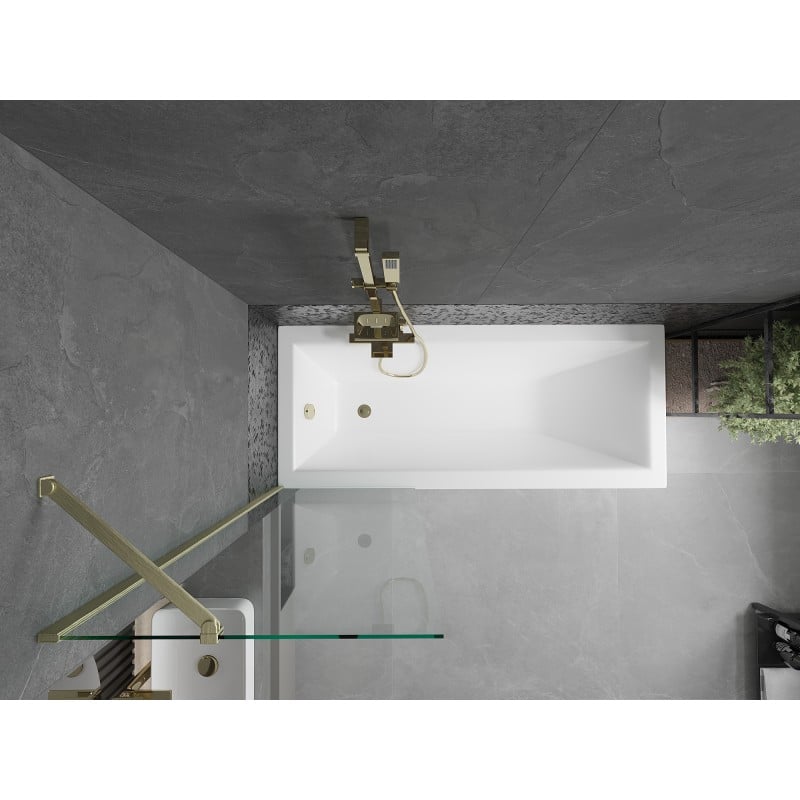 Mexen Next paroi de baignoire 1 vantail 60 x 150 cm, transparent, or brossé - 895-060-000-00-00-55