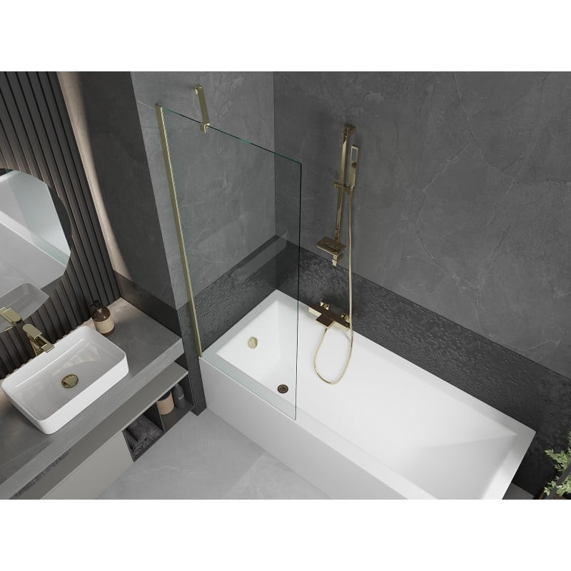 Mexen Next paroi de baignoire 1-volet 70 x 150 cm, transparent, or brossé - 895-070-000-00-00-55