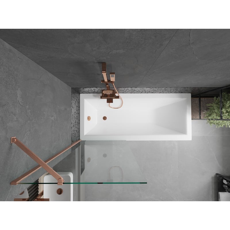 Mexen Next paroi de baignoire 1 battant 70 x 150 cm, transparent, cuivre brossé - 895-070-000-00-00-65