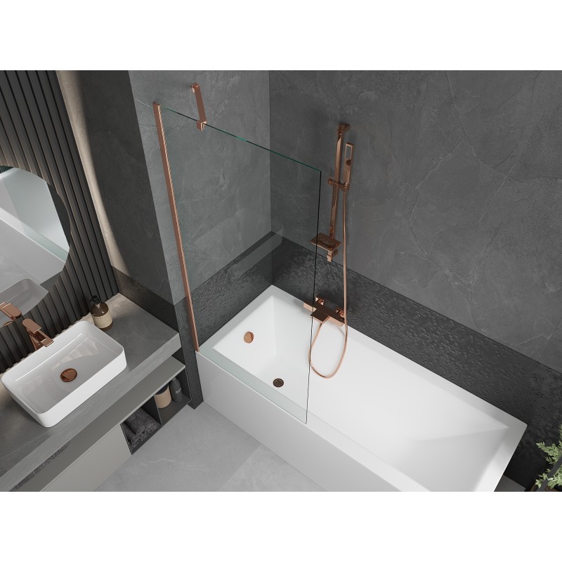 Mexen Next paroi de baignoire 1 volet 80 x 150 cm, transparent, cuivre brossé - 895-080-000-00-00-65