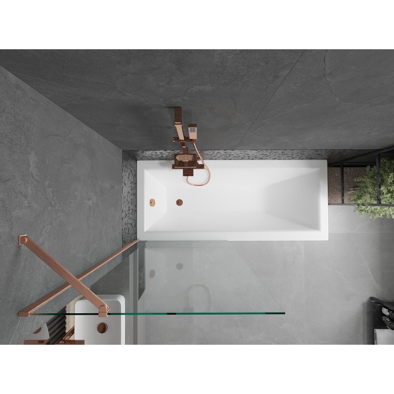 Mexen Next paroi de baignoire 1 volet 80 x 150 cm, transparent, cuivre brossé - 895-080-000-00-00-65