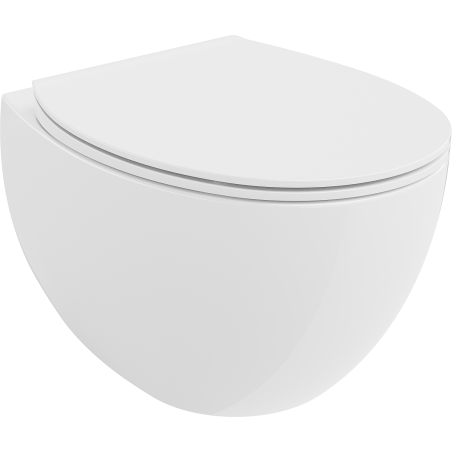 Mexen Egg cuvette wc sans bride avec abattant slim à descente lente, duroplast, blanc brillant - 30245000