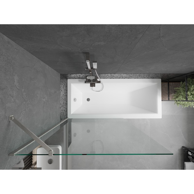 Mexen Next paroi de baignoire 1-volet 100 x 150 cm, transparent, nickel brossé - 895-100-000-00-00-97