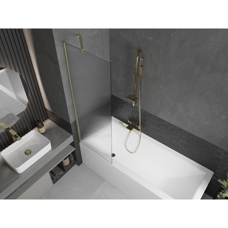Mexen Next paroi de douche 1-volet 60 x 150 cm, rayures, doré brossé - 895-060-000-00-09-55