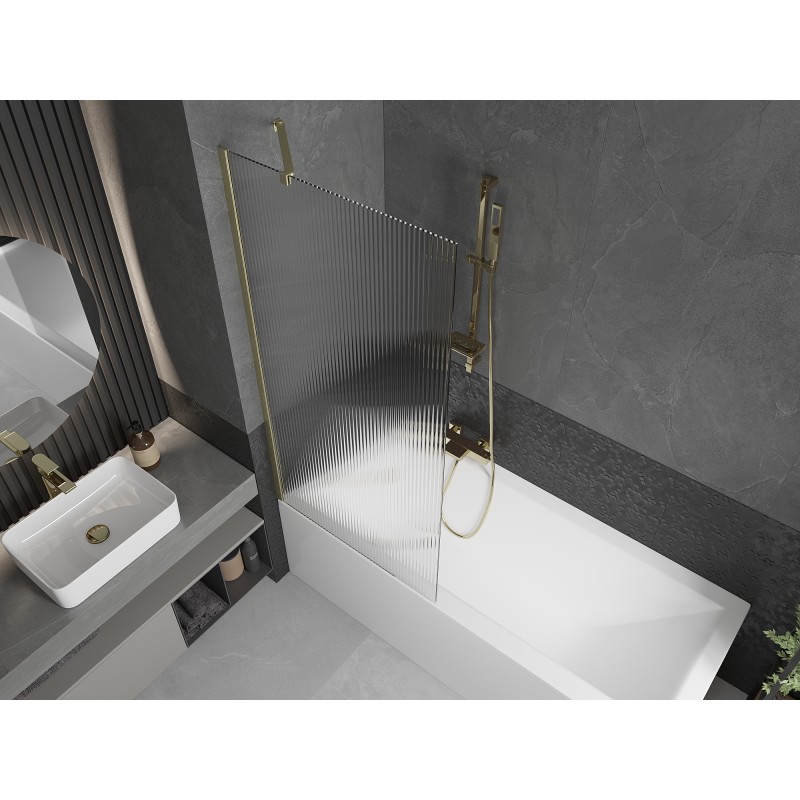 Mexen Next pare-douche à 1 vantail 80 x 150 cm, strié, doré brossé - 895-080-000-00-09-55