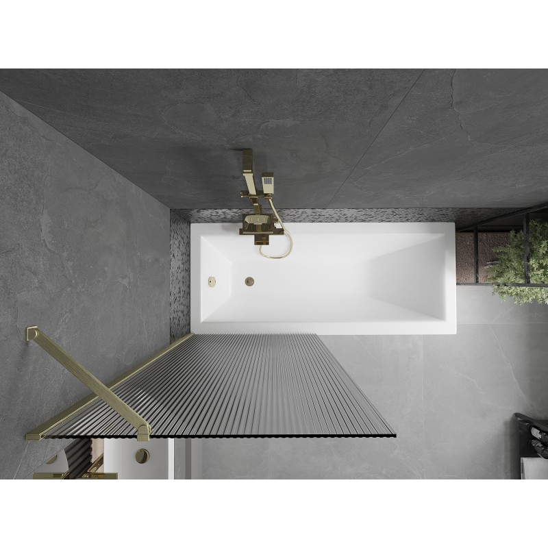 Mexen Next pare-douche à 1 vantail 80 x 150 cm, strié, doré brossé - 895-080-000-00-09-55