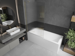 Mexen Next paroi de douche à 1 vantail 100 x 150 cm, stries, or brossé - 895-100-000-00-09-55