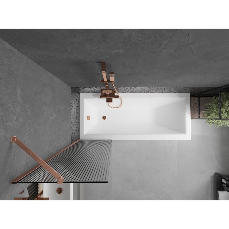 Mexen Next paroi de baignoire 1 volet 50 x 150 cm, rayures, cuivre brossé - 895-050-000-00-09-65