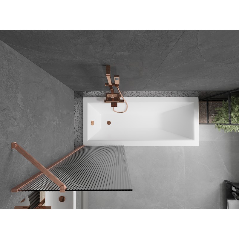 Mexen Next paroi de baignoire à 1 vantail 60 x 150 cm, stries, cuivre brossé - 895-060-000-00-09-65