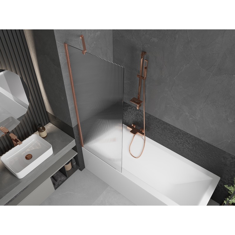 Mexen Next paroi de baignoire à 1 panneau 70 x 150 cm, rayures, cuivre brossé - 895-070-000-00-09-65