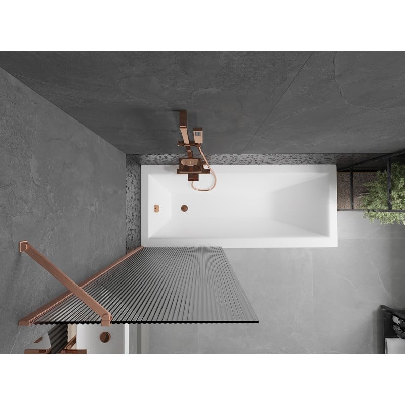 Mexen Next paroi de baignoire à 1 panneau 70 x 150 cm, rayures, cuivre brossé - 895-070-000-00-09-65