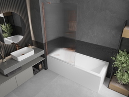 Mexen Next paroi de douche 1 volets 100 x 150 cm, rayures, cuivre brossé - 895-100-000-00-09-65