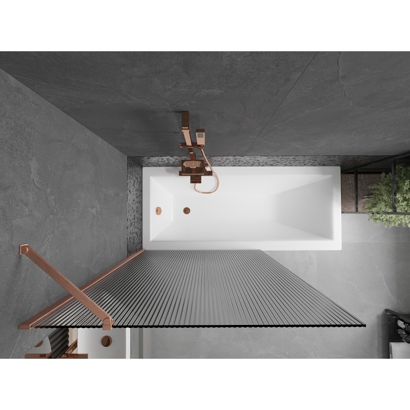 Mexen Next paroi de douche 1 volets 100 x 150 cm, rayures, cuivre brossé - 895-100-000-00-09-65