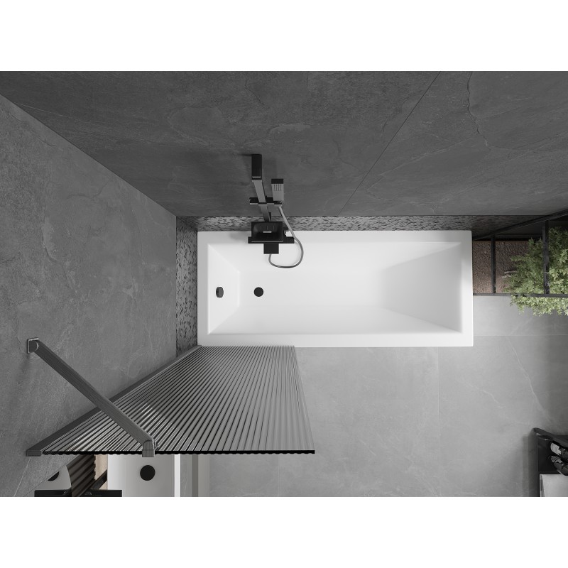 Mexen Next écran de baignoire à 1 vantail 60 x 150 cm, strié, gris canon brossé - 895-060-000-00-09-66