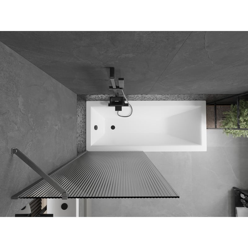 Mexen Next paroi de baignoire 1 volet 80 x 150 cm, rayures, gris canon brossé - 895-080-000-00-09-66