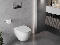Mexen Egg cuvette wc sans bride avec abattant slim à descente lente, duroplast, blanc brillant - 30245000
