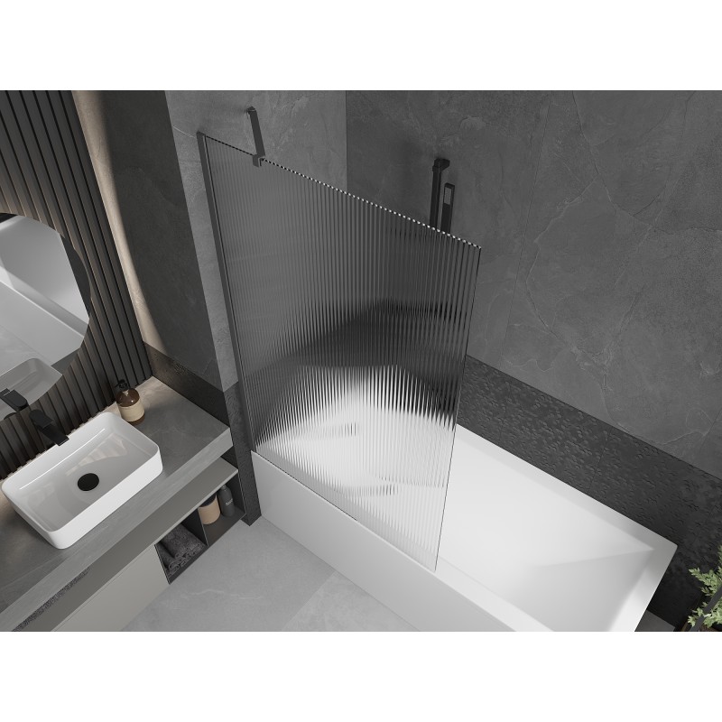 Mexen Next pare-douche de baignoire à 1 panneau 100 x 150 cm, rayures, gun métal - 895-100-000-00-09-95
