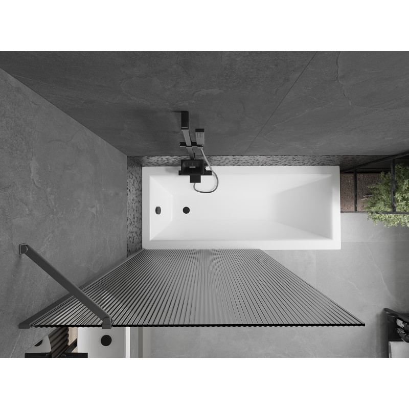 Mexen Next pare-douche de baignoire à 1 panneau 100 x 150 cm, rayures, gun métal - 895-100-000-00-09-95