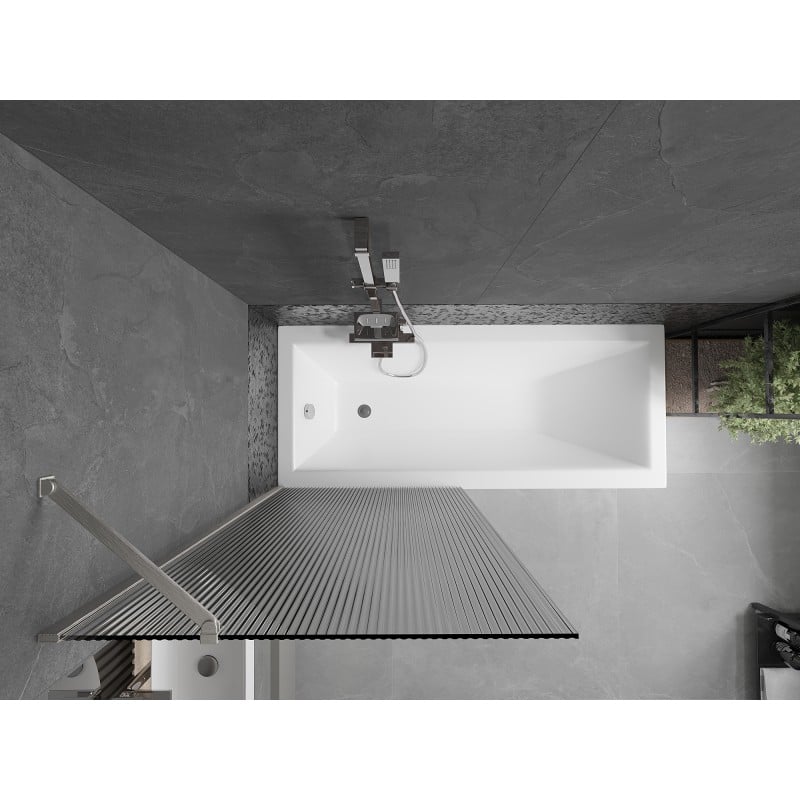 Mexen Next paroi de baignoire 1 volet 80 x 150 cm, rayures, nickel brossé - 895-080-000-00-09-97