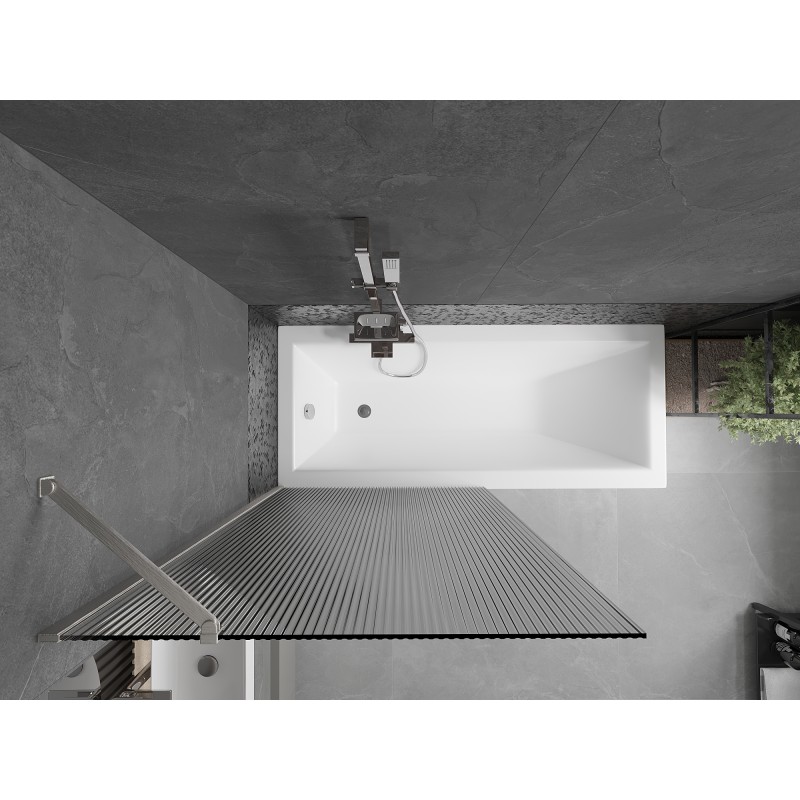 Mexen Next paroi de baignoire à 1 volet 90 x 150 cm, rayures, nickel brossé - 895-090-000-00-09-97