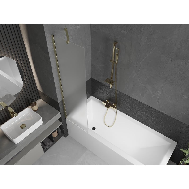 Mexen Next paroi de baignoire 1 battant 50 x 150 cm, givré, or brossé - 895-050-000-00-30-55