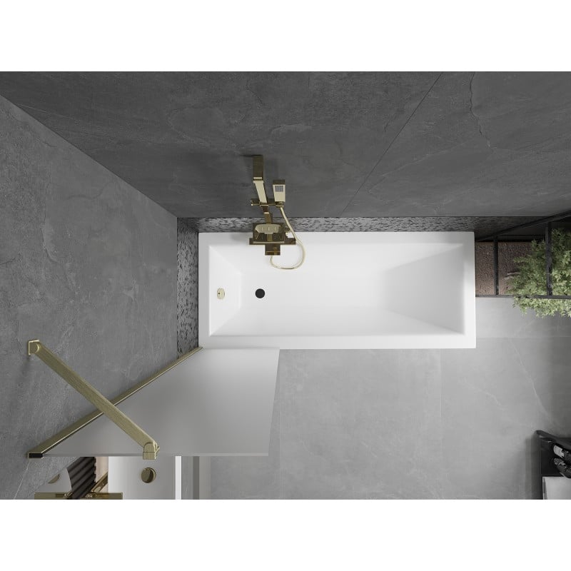 Mexen Next paroi de baignoire 1 battant 50 x 150 cm, givré, or brossé - 895-050-000-00-30-55