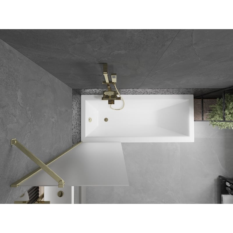 Mexen Next paroi de bain 1 vantail 60 x 150 cm, givre, doré brossé - 895-060-000-00-30-55