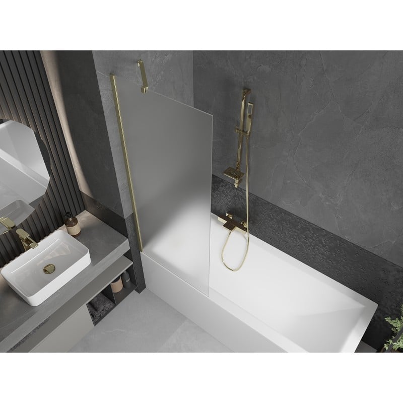 Mexen Next paravent de baignoire 1 volet 70 x 150 cm, givré, or brossé - 895-070-000-00-30-55