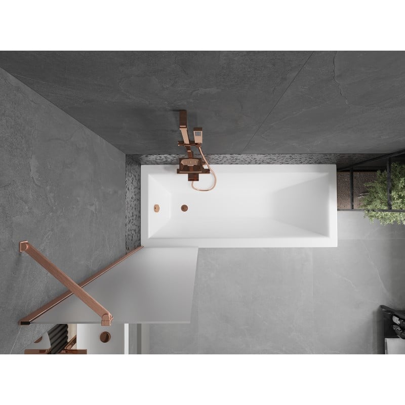 Mexen Next paroi de baignoire à 1 vantail 50 x 150 cm, dépoli, cuivre brossé - 895-050-000-00-30-65