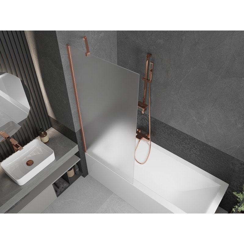 Mexen Next paroi de baignoire avec 1 volet 80 x 150 cm, givré, cuivre brossé - 895-080-000-00-30-65