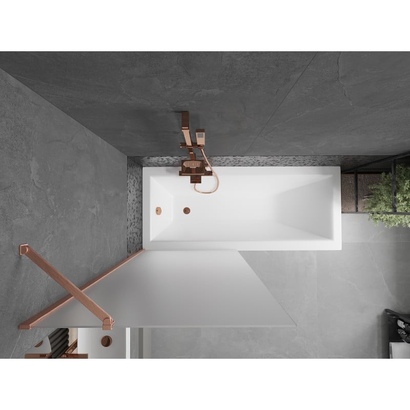 Mexen Next paroi de baignoire avec 1 volet 80 x 150 cm, givré, cuivre brossé - 895-080-000-00-30-65