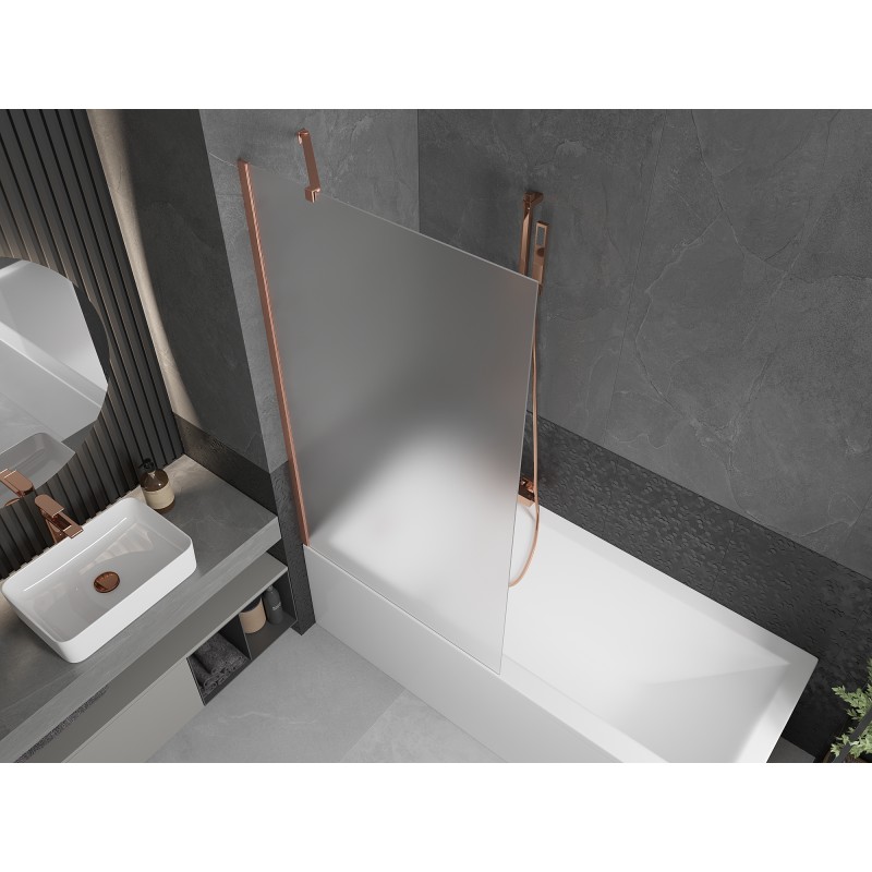 Mexen Next paroi de baignoire 1-volet 90 x 150 cm, dépoli, cuivre brossé - 895-090-000-00-30-65