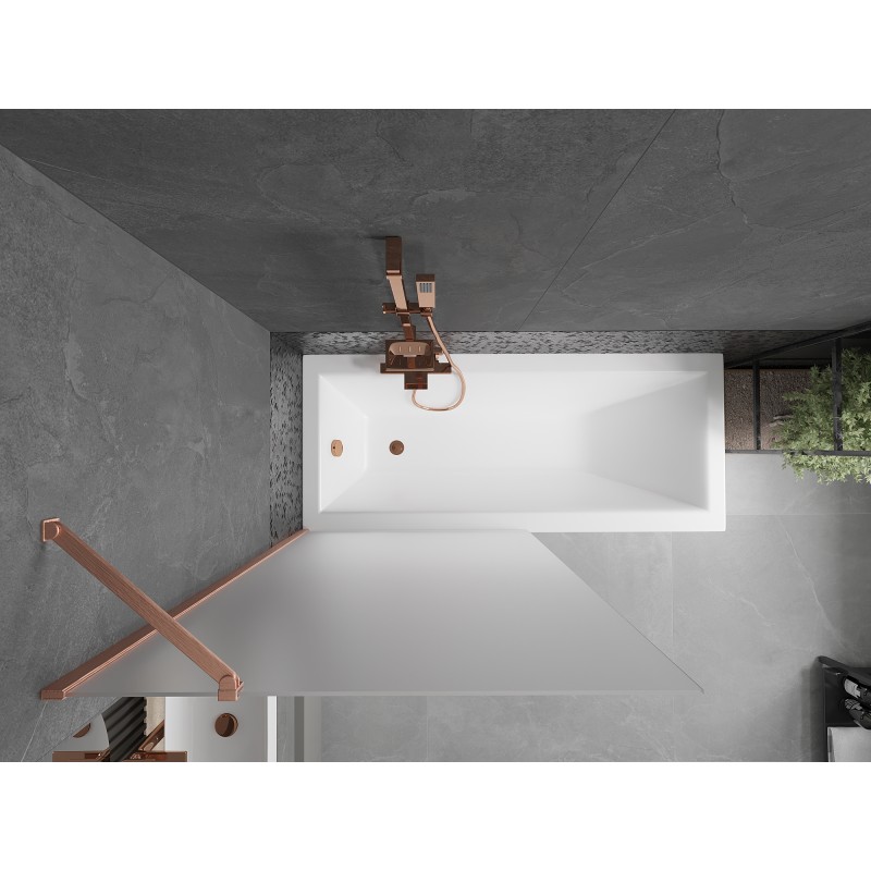 Mexen Next paroi de baignoire 1-volet 90 x 150 cm, dépoli, cuivre brossé - 895-090-000-00-30-65