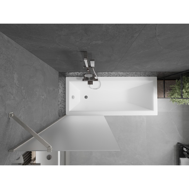 Mexen Next paroi de baignoire à 1 panneau 70 x 150 cm, givre, nickel brossé - 895-070-000-00-30-97