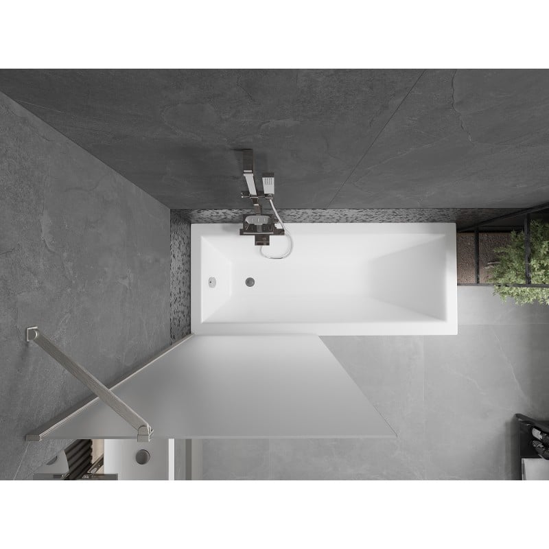 Mexen Next paroi de baignoire à 1 volet 80 x 150 cm, givrée, nickel brossé - 895-080-000-00-30-97