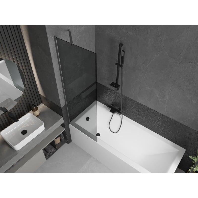 Mexen Next paroi de baignoire 1-volet 60 x 150 cm, graphite, gris fusil brossé - 895-060-000-00-40-66